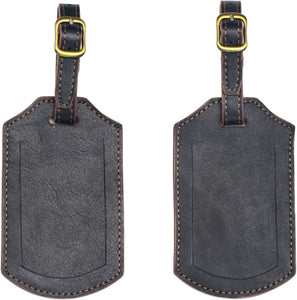 Set of 2 Handmade Genuine Leather Travel ID Luggage Tags (Assorted Colors)