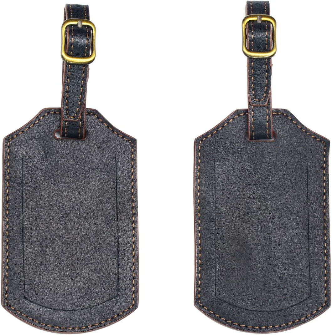 Set of 2 Handmade Genuine Leather Travel ID Luggage Tags (Assorted Colors)