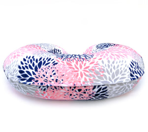 Cover only. Breastfeeding Pillow Cover - Nursing Pillow Slipcover with Zipper. Pink Flower Minky