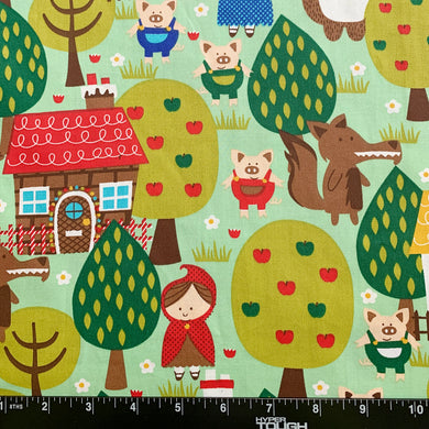 100% Cotton Fabric by The Yard for Sewing, Quilting, DIY Crafts - 62 Inches Wide (3 Litte Pigs Little Red Riding Hood)