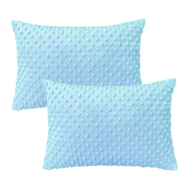 Pillowcase for Toddler Pillow Kids Pillow Travel Pillows 13 x 18 Inches - Zipper Closure - Minky Fabric - Light Blue