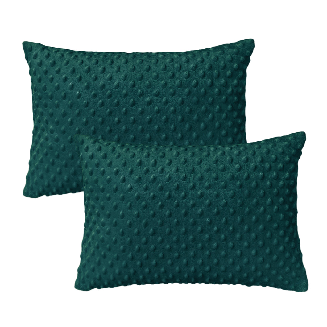 Pillowcase for Toddler Pillow Kids Pillow Travel Pillows 13 x 18 Inches - Zipper Closure - Minky Fabric - Dark Green