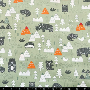 100% Cotton Fabric by The Yard for Sewing, Quilting, DIY Crafts - 62 Inches Wide (Woodland on Green)