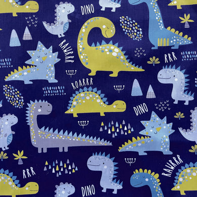 100% Cotton Fabric by The Yard for Sewing, Quilting, DIY Crafts - 62 Inches Wide (Dinosaur on Blue
