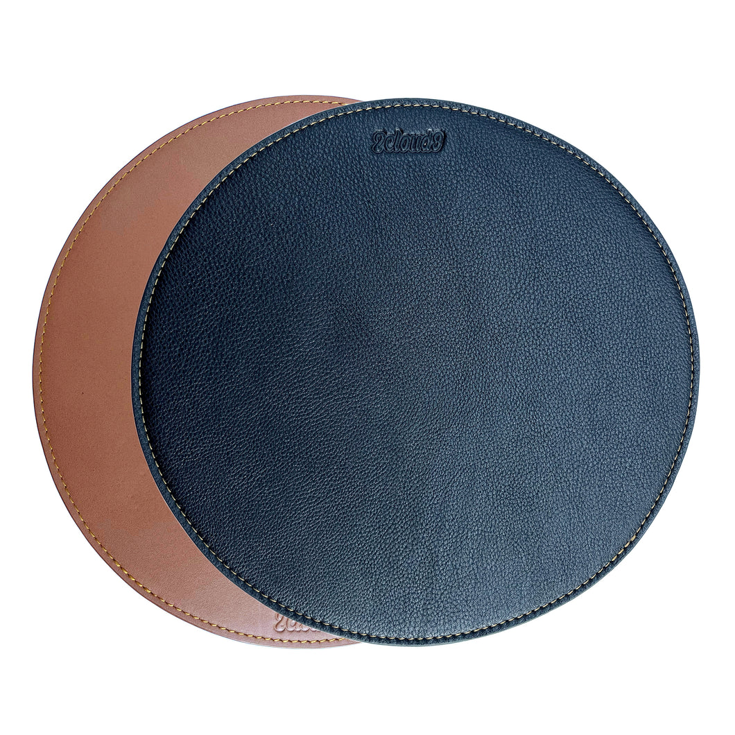 Genuine Leather Mouse Pad with Non-Slip Suede Leather Backing for Gaming Office Laptop Computer - Set of 2