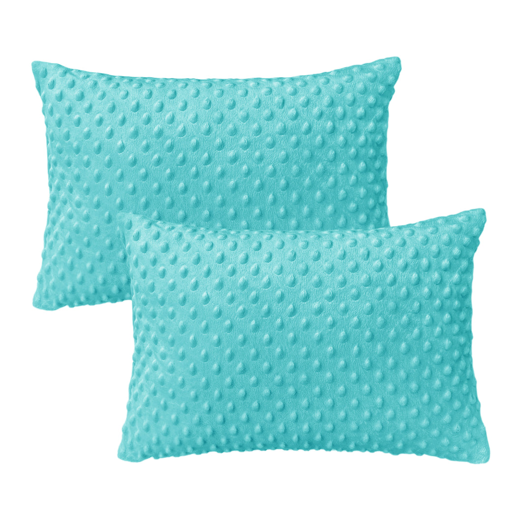 Pillowcase for Toddler Pillow Kids Pillow Travel Pillows 13 x 18 Inches - Zipper Closure - Minky Fabric - Aqua